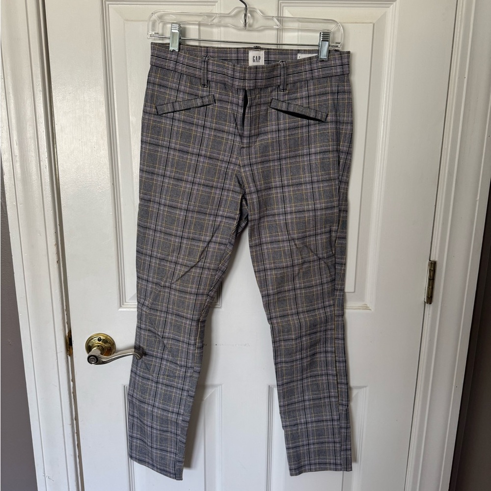 GAP Women's Plaid Pants - Gray and Blue